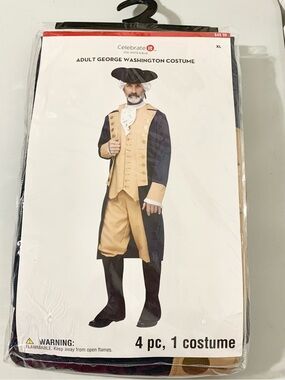George Washington MENS XL Costume + Wig NEW - hat not included